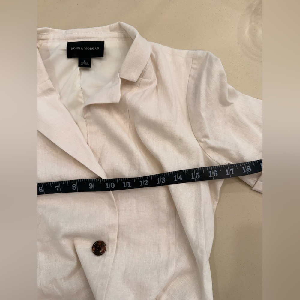 Donna Morgan White Tailored Linen Jumpsuit - Picture 6 of 8